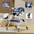 thumbnail image 5 of HENG CO. 4-in-1 Baby High Chair with 5-Point Harness, Convertible Toddler Dining Chair, Double-Layer Tray & Toy Rack, PP+Steel Frame, for 6M-3Y Deep Blue, 5 of 10