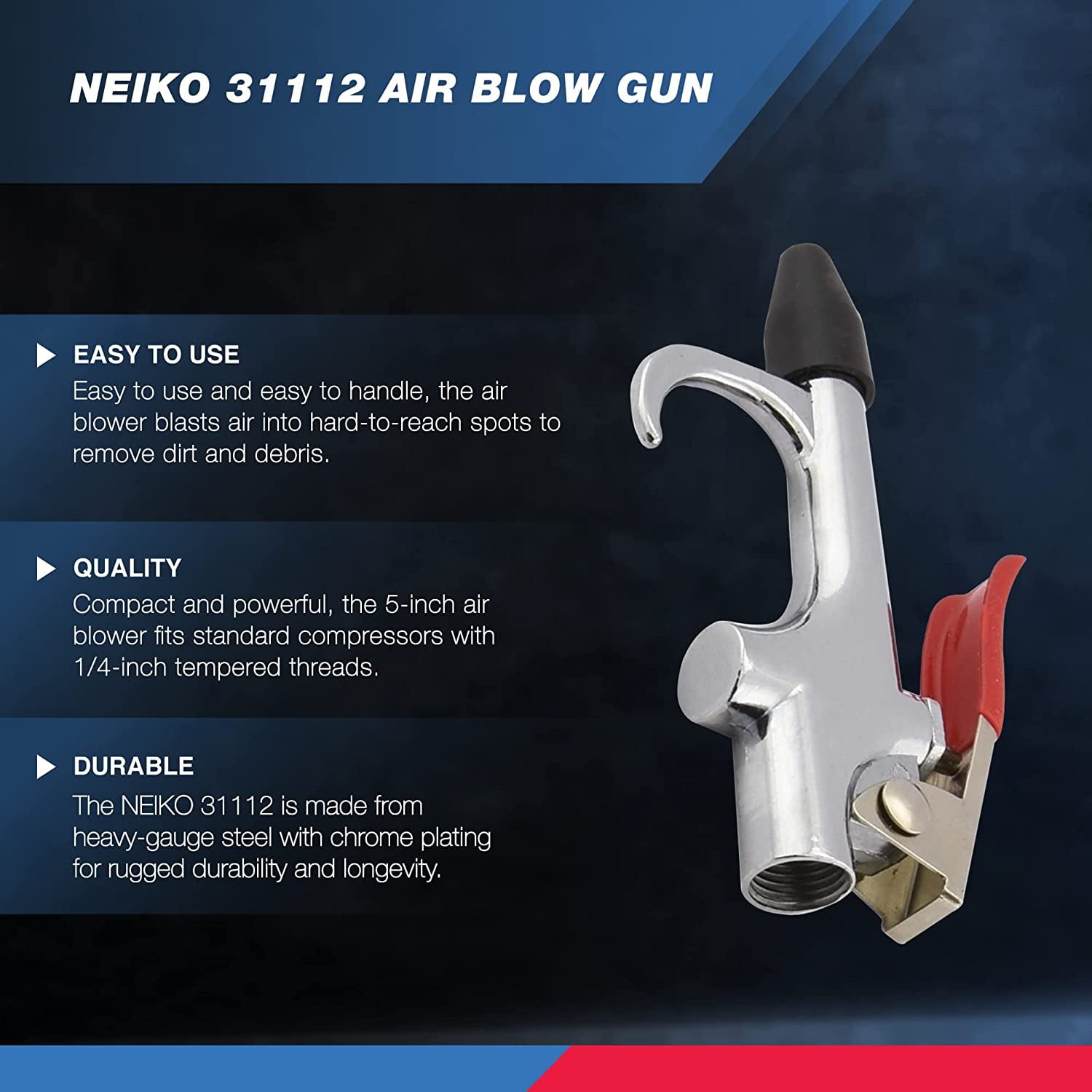 MKEUDQ-Neiko 31112 Air Blow Gun Nozzle Set, Air Compressor' Air Gun W/ 5 Interchangeable Nozzles, Air-Compressor Accessories Tools Air Gun, Air Blower Gun