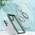 thumbnail image 6 of Designed for Samsung Galaxy S25 Ultra Case with Magnetic Invisible Stand [Military Drop Protection] [Compatible with MagSafe] Shockproof Anti-fall Ultra Slim Translucent Matte Phone Case Cover,Green, 6 of 6