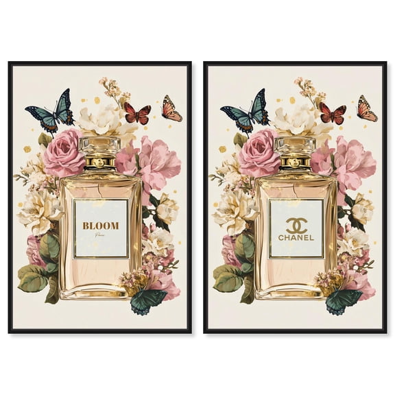 Gilded Glamour 2 Panel Set Canvas Print Fashion Wall Art by Art Remedy, Black Frame, 10 x 15