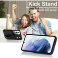 thumbnail image 4 of Design for Samsung Galaxy S22 5G Phone Case with Screen Protector Adjustable Wrist Strap Kickstand Credit Card Slot Slim Shockproof Hybrid Rugged Protective Cover for Women Men Girls 6.1 inch Black, 4 of 14