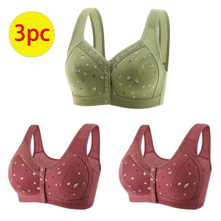Itsame 3PC Bras for Women s Full Support Everyday Sports Bra Set Comfortable Breathable Wireless Comfort Bralette Set Green Size 2XL