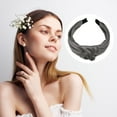 thumbnail image 6 of Unique Bargains 1 Pcs Hairband for Women Faux Leather Knotted Headband Gray 1.57 Inch Wide, 6 of 7