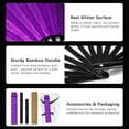 thumbnail image 4 of Cooling Accessories Glitter Folding Fan EDM Festival Convenient Belt Holster Purple glitter fan, 4 of 9