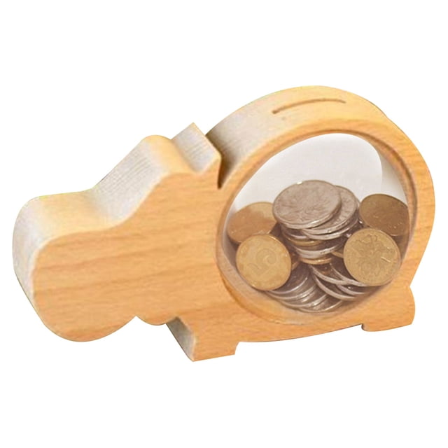 Coofit Coin Bank Creative Wood Animal Shape Coin Saving Box Money Saving Box