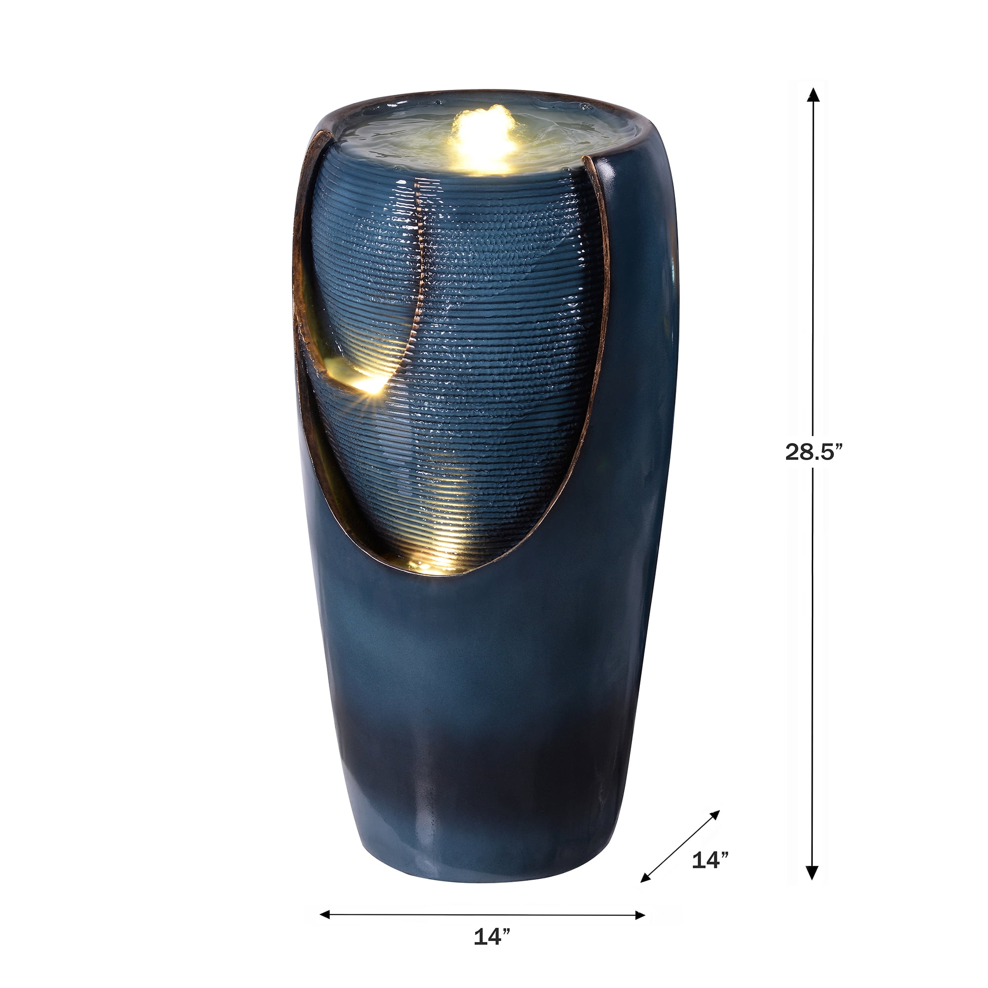 28.5" Bubbling Water Fountain W/LEDs Indoor/Outdoor Use