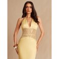 thumbnail image 5 of Yellow V-Neck Lace-Trimmed Backless Maxi Dress For Evening, Parties, And Summer Occasions, 5 of 7