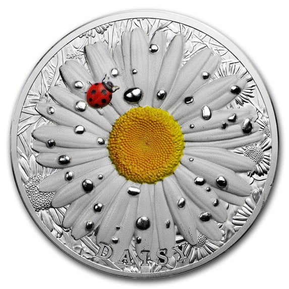 2018 Palau 2 oz Silver Flowers & Leaves (Daisy & Ladybug)