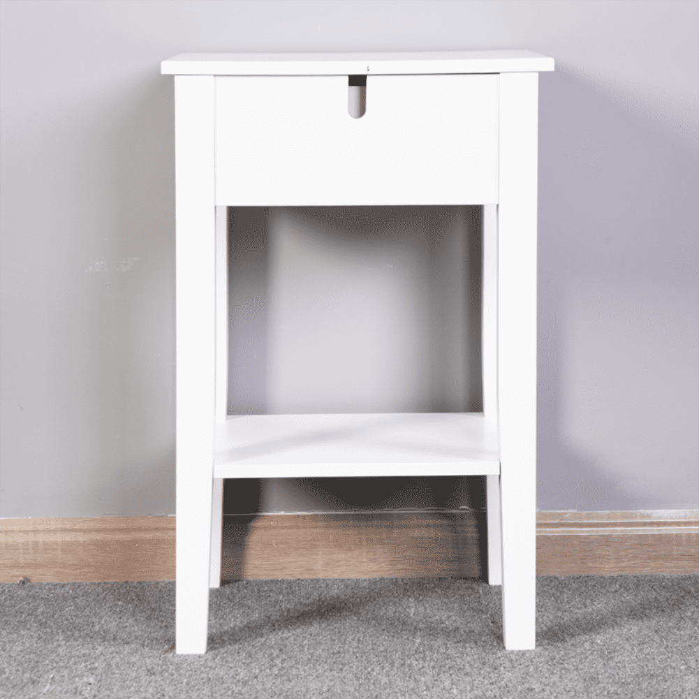 Kadyn Floor-standing Storage Table, MDF End Table with a Drawer, Bathroom Storage Table for Living Room, White Kadyn Floor-standing Storage Table, MDF End Table with a Drawer, Bathroom Storage Table for Living Room, White