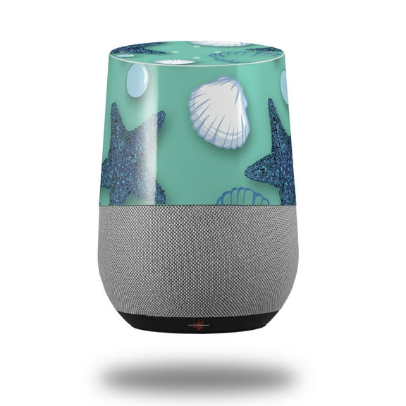 Decal Style Skin Wrap for Google Home Original - Starfish and Sea Shells Seafoam Green (GOOGLE HOME NOT INCLUDED) by WraptorSkinz
