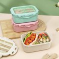 thumbnail image 4 of Antqov Straw Japanese Style Bento Box Popular Student Lunch Box Plastic Microwave Oven Lunch Box Low Lunch Box for Office Workers, Home Accessories, 4 of 9