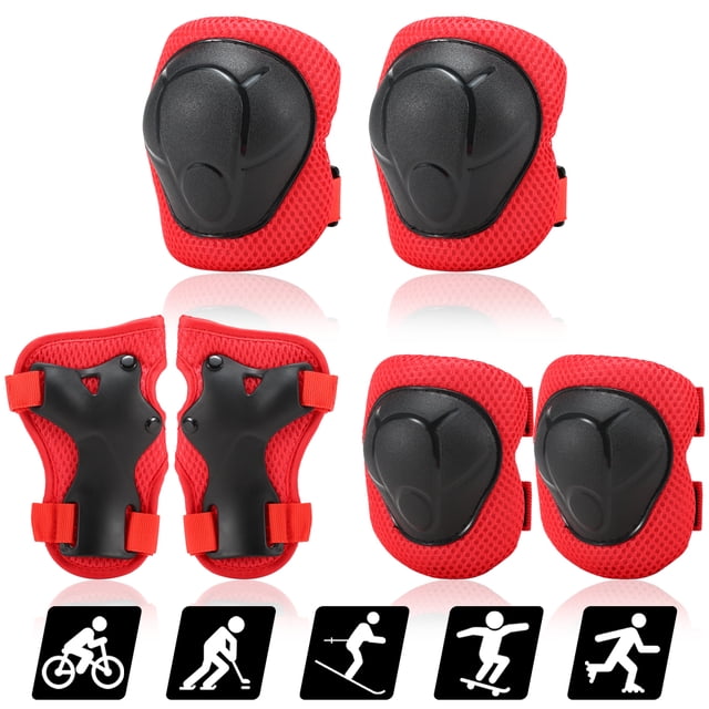 Ensemble de Genouillères pour Enfants 6 en 1 Kit de Protection Genouillères Coudières avec Protège-Poignets Protections de Sécurité pour Enfants pour Patin à Roues Alignées Cyclisme Patinage