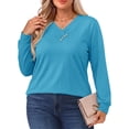 thumbnail image 5 of Fantaslook V Neck Blouses for Women Dressy Casual Tops Button Long Sleeve Shirts Trendy Fall Tops, 5 of 9