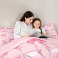 thumbnail image 5 of Manfei Chic Pink Bow 7-Piece Twin Bedding Sets For Kids,3D Letter E Initial Monogram Print Bedding Comforter Set,Pink Reversible, 5 of 7