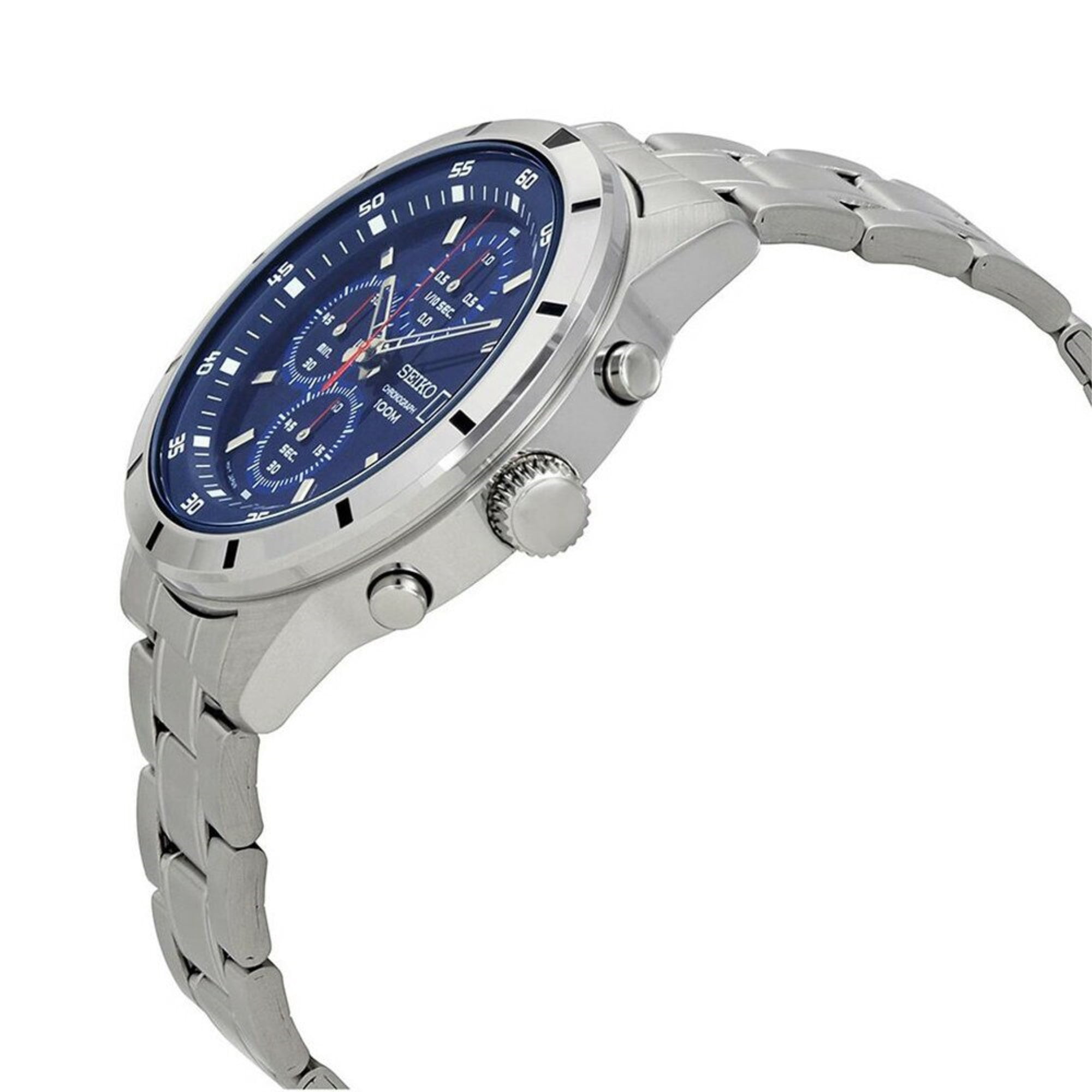 Seiko SKS585 Silver Stainless Steel Blue Dial Men's Chronograph Watch -  
