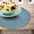 thumbnail image 3 of CounterArt Blue Faux Basket Weave 4-Pack Round Reversible Tabletop Placemats, 3 of 8