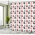 thumbnail image 5 of Ambesonne Winter Shower Curtain, Cats Preparing at Christmas, 69"Wx75"L, White and Coral, 5 of 5
