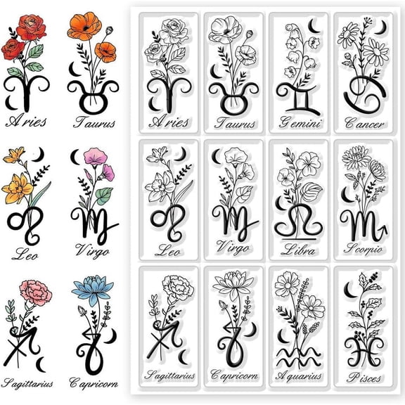 Constellations Clear Stamps Vintage Floral Background Transparent Stamps for Card Making DIY Scrapbooking Photo Album Decoration 4.3x6.3inch diy