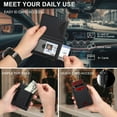 thumbnail image 4 of Modern Men's Slim Leather Wallet Ultra-Thin RFID Blocking Bifold with POP UP Card Slot & Magnetic Money Clip Black Wallet Front Pocket Design Holds 12+ Cards & Cash  Gift for Dad/Husband, 4 of 9