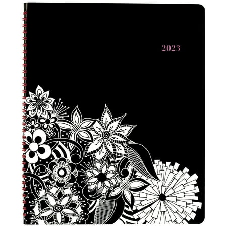 UPC: 0038576256637 | Cambridge FloraDoodle Premium 2023 Weekly Monthly Appointment Book Black White