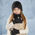 thumbnail image 2 of SUXIAN Children's Winter Scarf Set Hat Scarf and Gloves Warm Black One Size, 2 of 5