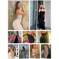 thumbnail image 2 of Elegant Women's Solid Stretchy Bodycon Cami Maxi Pencil Dress M, 2 of 7