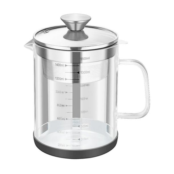 Colador de leche de soja, recipiente para aceite con colador, jarra para té helado, tetera de vidrio 1.5L