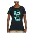 thumbnail image 2 of Wild Bobby, Faith Over Fear, Inspirational/Christian, Women Graphic Tee, Black, Small, 2 of 4