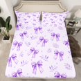 thumbnail image 2 of Homewish Cartoon Bowknot Ribbon Twin Sheet Sets,Cute Bowtie Bow Twin Fitted Sheet,Girl Purple 03 For Kids,Breathable Home Decor,3pcs, 2 of 7