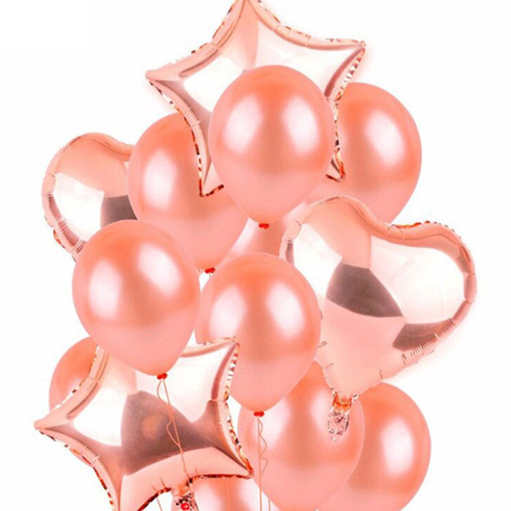 Rose Gold Star Heart Foil Balloons Wedding Decor Latex Balloon Party Decor ha 
