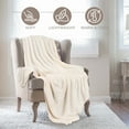thumbnail image 5 of Superior Fleece Plush Fluffy Soft Blanket, Solid Ivory, Throw, 5 of 7