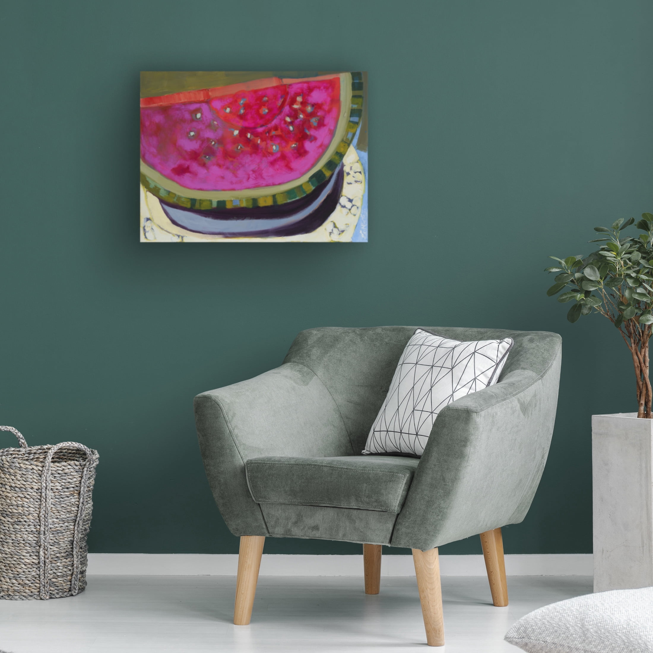 Canvas Wall Art - Erin McGee Ferrell 'Watermelon I' Wall Art for Living Room, Bedroom, or Office Décor by Trademark Fine Art - 47 x 35 Inches