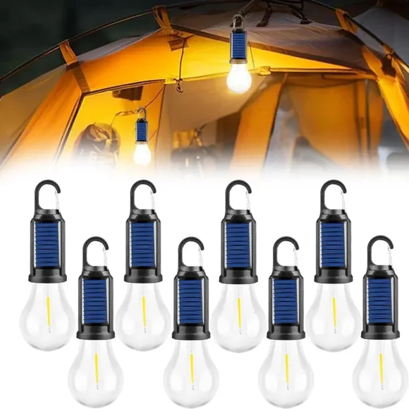 Guirnalda de luces cálidas con energía solar y ganchos, clasificación de resistencia al agua IPX4, ideal para fiestas al aire libre, acampadas y celebraciones de aniversario (juego de 10 piezas).