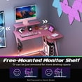 thumbnail image 6 of Costway L Shaped Gaming Desk with Outlets & USB Ports Monitor Shelf Headphone Hook Pink, 6 of 10
