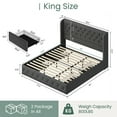 thumbnail image 2 of LARMACE King Size Linen Upholstered  Platform Bed Frame with 4 Storage Drawers and Tufted Headboard,Dark Grey, 2 of 9