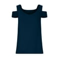 thumbnail image 6 of TKLPEHG Summer Tops for Women V-Neck Cold Shoulder Top Short Sleeve T Shirt Loose Lightweight Casual Comfy Fashion Solid Color Blouses (Navy,XL), 6 of 7