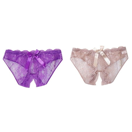 (2-Pack) Kcodviy Lace Low Waisted Women Plus Size Underwear for Women with Womens Lace Panties Bikini High Value Be Careful of Machine Opening B Bustier Crotch Triangle Pants