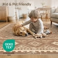 thumbnail image 4 of ODIKA 9'x12' Washable Area Rug Ivory Southwestern Tug Geometric Interlocking Faded Vintage Farmhouse for Master Suite, California King, Under Bed, Non-Shedding, Easy Care, 4 of 7