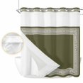 thumbnail image 2 of Olive Green Greek Key No Hook Shower Curtain Waterproof,Bathroom Curtains with Snap in Liners and See Through Top Window,Geometric Greece Ancient Farmhouse Geo Hotel Bathtub Curtains Shower 66"Wx72"L, 2 of 8