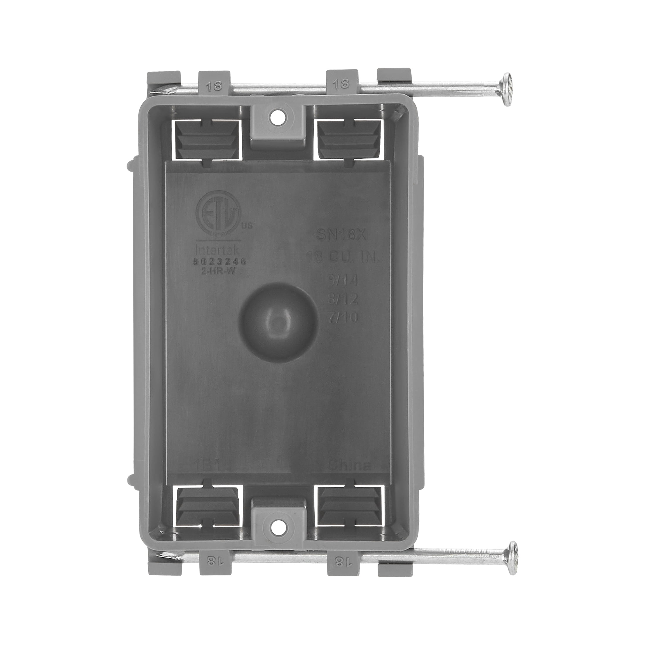 Maxxima 1 Gang 18 cu. in. PVC New Construction Electrical Switch and Outlet Junction Box, ETL Listed, Gray (10 Pack)