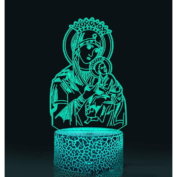 YSTIAN 3D Virgin Mary Night Light Table Desk Optical Illusion Lamps 7 Color Changing Lights LED Table Lamp Xmas Home Love Birthday Children Kids Decor Toy Gift
