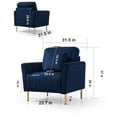 thumbnail image 3 of Velvet Living Room Sofa Set - 3-Piece with 2 Accent Chairs and Compact 2-Seater Sofa for Small Spaces, Navy Blue, 3 of 9