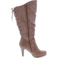 thumbnail image 6 of Top Moda Womens Page-65 Knee High Round Toe Lace-up Slouched High Heel Boots, 6 of 7