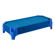 Sprogs Deluxe Heavy-Duty Childrens Standard 52"L Stackable Daycare Cot with Easy Lift Corners Cots for Preschool Kids Sleeping, Resting, and Naptime, SPG-16137-BL-SO, Blue (Pack of 6)
