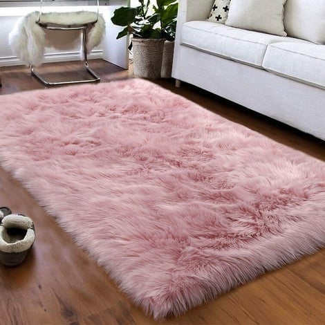 Super Soft Fluffy Long Plush Area Rug, Light Pink Fluffy Area Rug