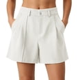thumbnail image 2 of Sheghy Cotton Shorts for Women Casual Women High Waist Solid Blazer Suit Shorts with Functional Pockets White S, 2 of 5
