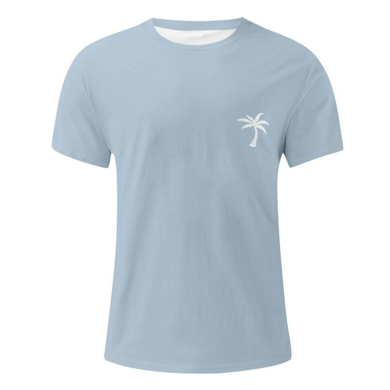 Online Light Blue Letter Print Men's Short Sleeve T-Shirt