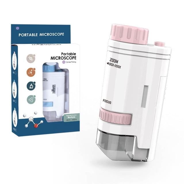 Pink 200X Abs Plastic Portable Microscope For Children Outdoor Handheld Science Experiment Toy Students