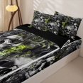 thumbnail image 3 of Homewish Spooky Skull Zipper Twin Comforter Sets with Fitted Sheet and 2 Pillowcases For Adults Teens,Flower Halloween Zipper Bedding Set,Green,Black Reversible,4pcs, 3 of 8