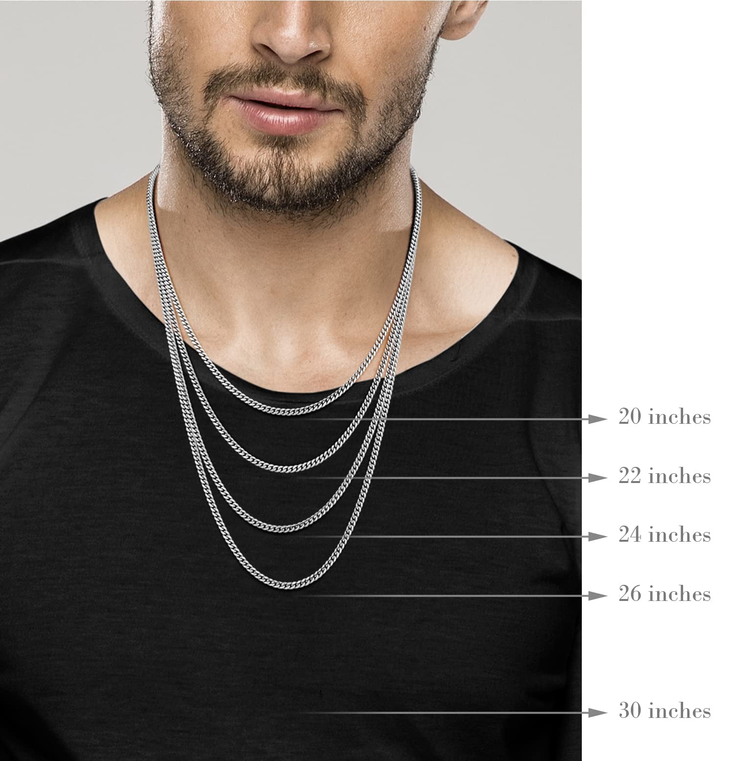Miabella Italian Heavy 925 Sterling Silver Thick 3.2mm, 5mm, 7mm Curb Cuban Link Chain Necklace for Men Made in Italy (3.2mm, Length 22 Inches (men's average length))